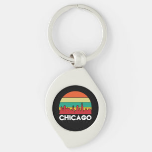 Colourful Chicago Windy City Cityscape Key Ring