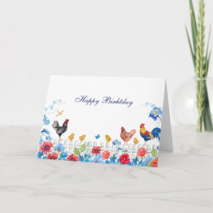 Colourful chick farm garden  card