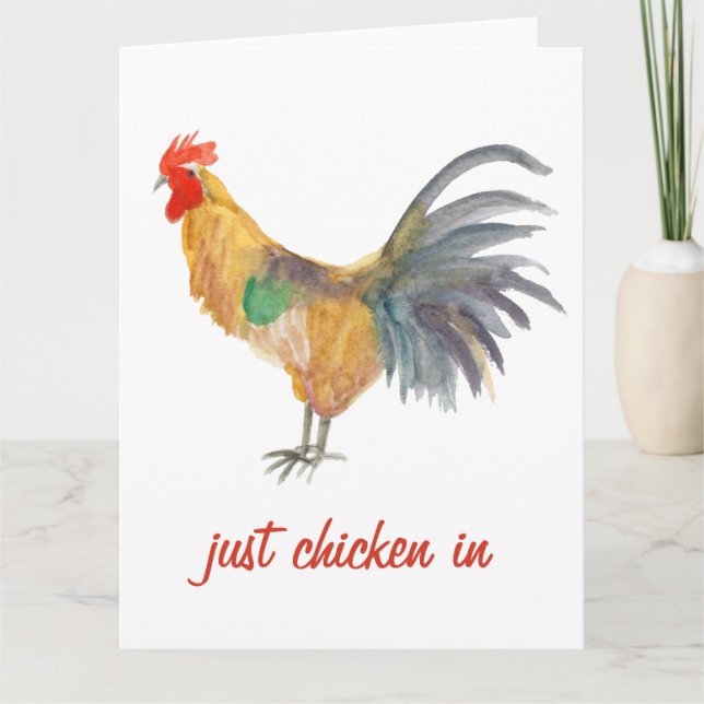 Colourful Chicken Watercolor Funny Card (Front)