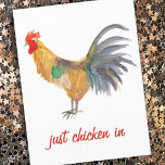 Colourful Chicken Watercolor Funny   Postcard<br><div class="desc">Enjoy this whimsical chicken  on this funny card.
 
 You can always change or add your own text. Let me know if you'd like something custom made. 
 
 If you buy it,  thank you! Be sure to share a pic on Instagram of it in action and tag me @shoshannahscribbles :)</div>