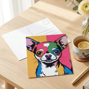 Colourful Chihuahua Dog Pop Art Portrait Postcard