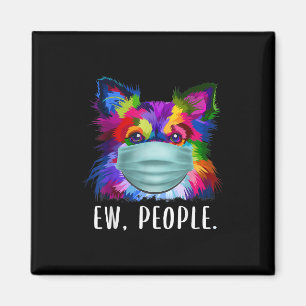 colourful chihuahua ew people dog wearing facemask magnet