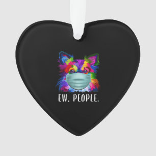 colourful chihuahua ew people dog wearing facemask ornament