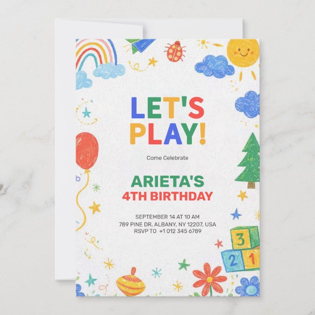 Colourful children birthday invitation  (Front)