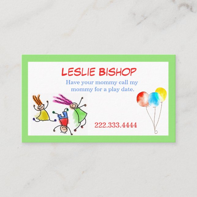 Colourful Children Play Date Card (Front)