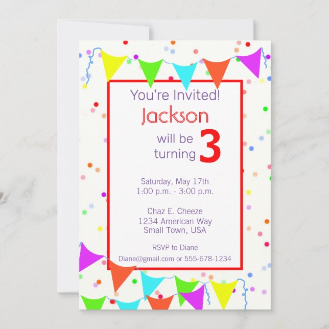 Colourful Children’s Birthday Party Invitation (Front)