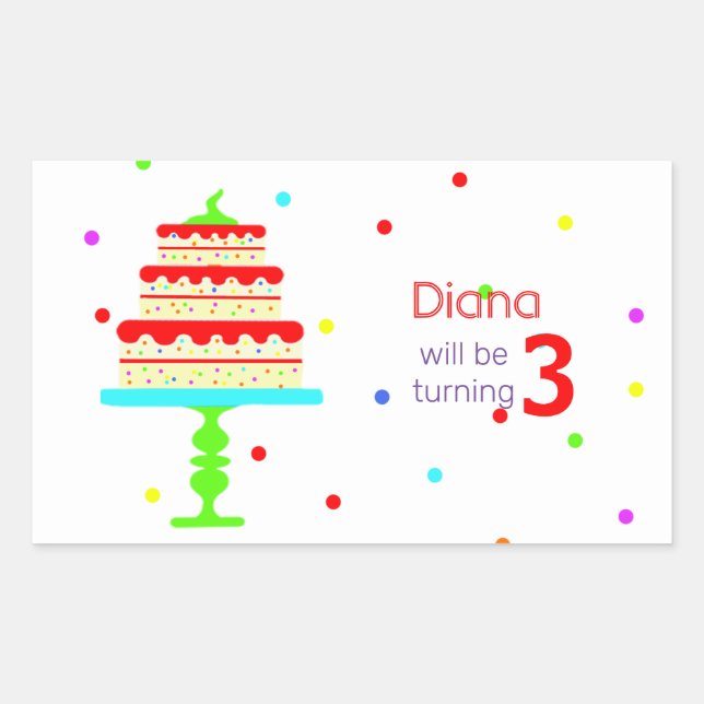 Colourful Children’s Birthday Party Rectangular Sticker (Front)