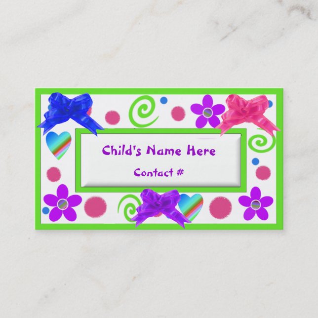 Colourful Childrens Calling Cards (Front)