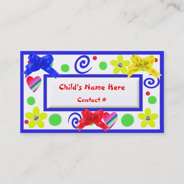 Colourful Childrens Calling Cards (Front)