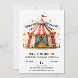 Colourful Children's Magic Circus Birthday Invitation