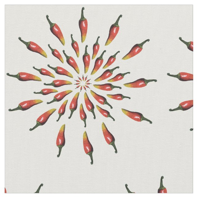 Colourful chilli peppers mandala art fabric (Close Up)