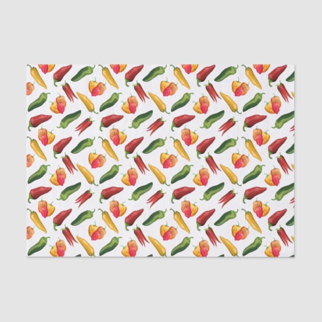 Colourful Chilli peppers Tissue Paper (Front)