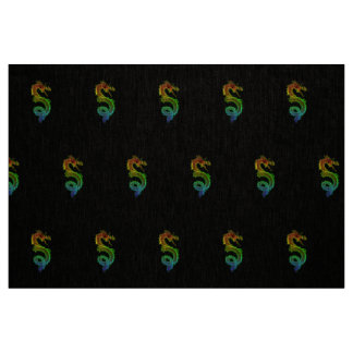 Colourful Chinese Dragon Natural Linen Fabric