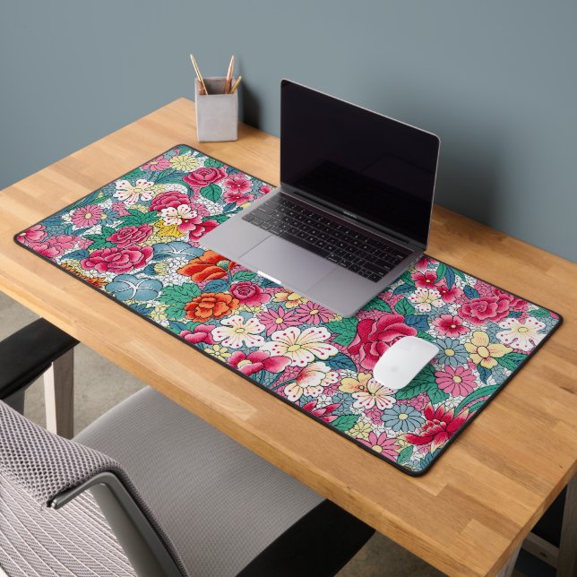 Colourful Chinese Floral Pattern Desk Mat (Office 2)