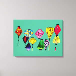 Colourful Chinese lanterns art Canvas Print
