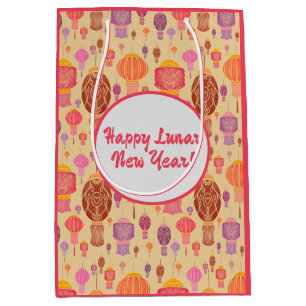 Colourful Chinese Lanterns Lunar New Year Medium Gift Bag