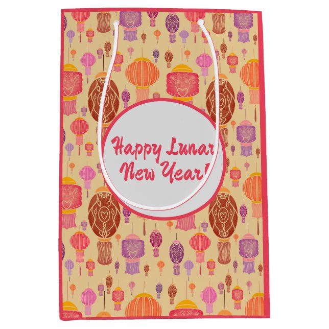 Colourful Chinese Lanterns Lunar New Year Medium Gift Bag (Front)