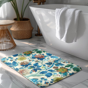 Colourful Chinoiserie Traditional Floral Pattern Bath Mat