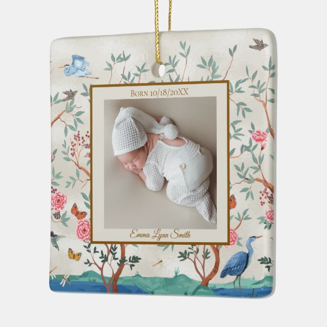 Colourful Chinoiserie with Picture Frame  Ceramic Ornament (Left)
