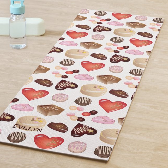 Colourful Chocolate Candy Heart Pattern Yoga Mat (Creator Uploaded)