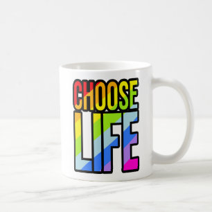 Colourful choose life 80's retro style mug