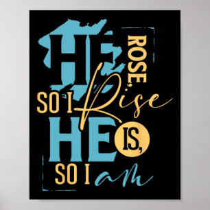Colourful Christian Easter Resurrection He Rose Poster