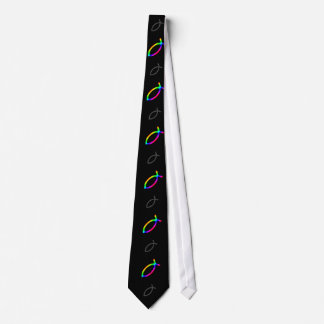 Colourful Christian Fish Pattern Tie