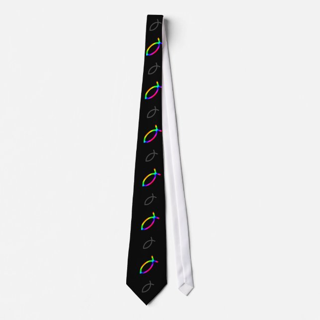 Colourful Christian Fish Pattern Tie (Front)