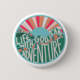 Colourful Christian Mountain Adventure Classic Ro 6 Cm Round Badge