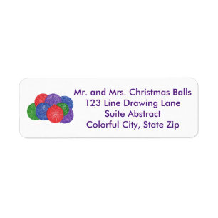 Colourful Christmas Balls Drawing Address Labels