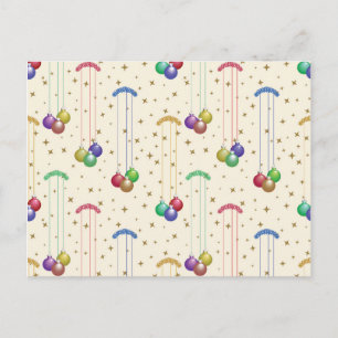 Colourful Christmas balls,gold stars Postcard