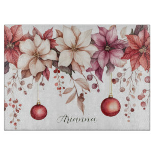 colourful christmas Baubles and Flowers Cutting Board