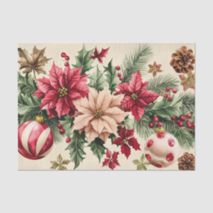 colourful christmas Baubles and Flowers Tissue Paper
