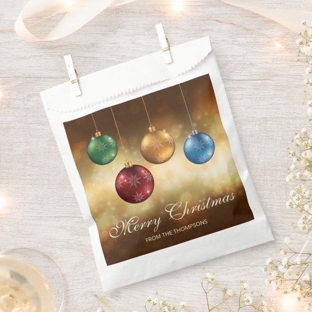 Colourful Christmas Baubles With Custom Text Favour Bags (Clipped)