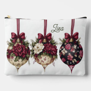colourful christmas baubles with flowers accessory pouch