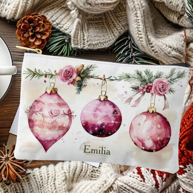 colourful christmas baubles with flowers accessory pouch (Creator Uploaded)