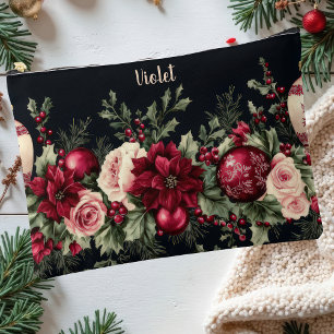 colourful christmas baubles with flowers accessory pouch