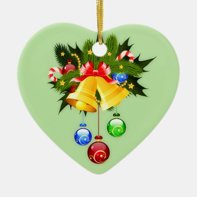 Colourful Christmas Bells Ceramic Tree Decoration (Front)