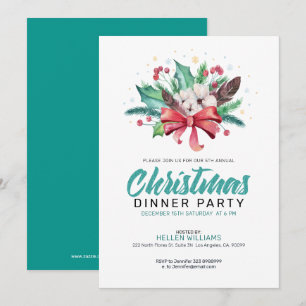 Colourful Christmas boho flowers bouquet Invitation