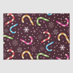 Colourful Christmas Candy Canes with Snowflakes Tissue Paper