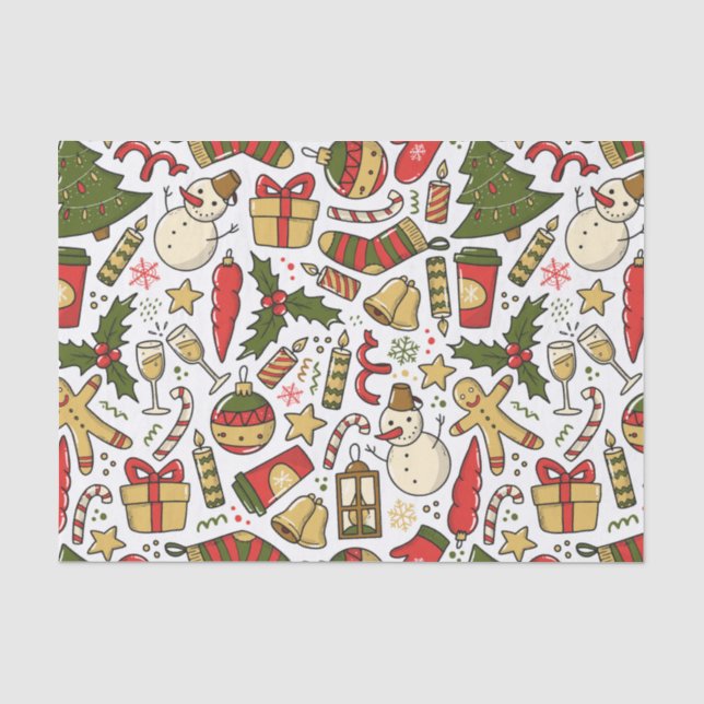 Colourful Christmas Celebration  Tissue Paper (Front)