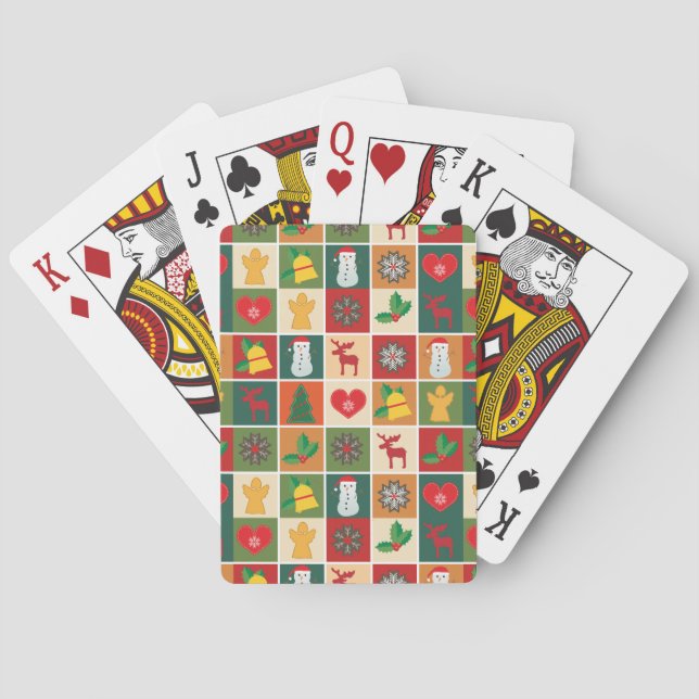 Colourful Christmas Collage Playing Cards (Back)