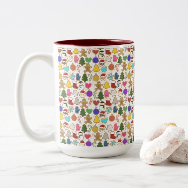 Colourful Christmas Cookies Mug (With Donut)