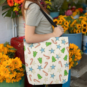 Colourful Christmas Cookies Pattern Tote Bag