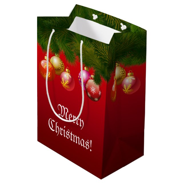 Colourful Christmas Decorations Medium Gift Bag (Back Angled)