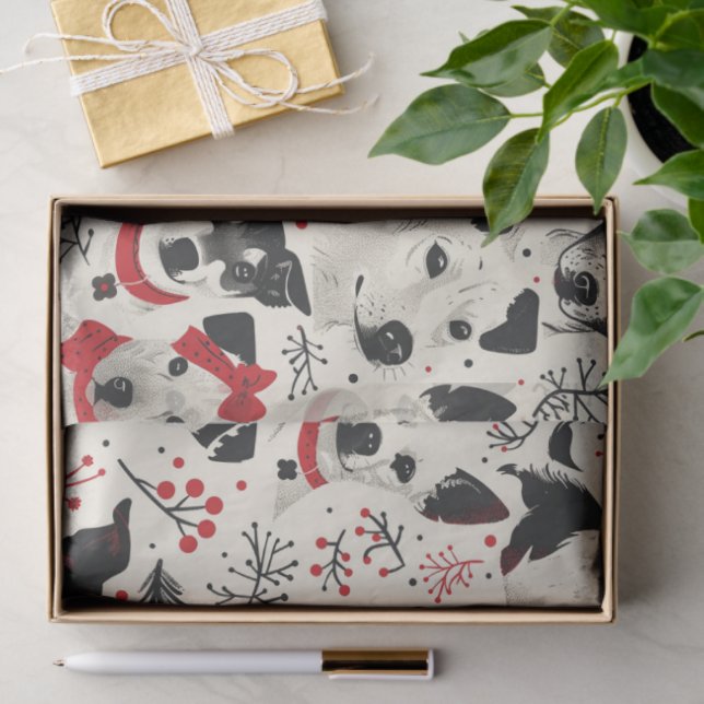 Colourful Christmas dogs Pattern Tissue Paper (Gift)