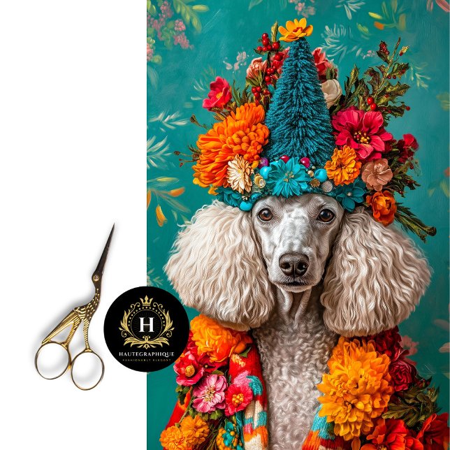 Colourful Christmas French Poodle Decoupage  Tissue Paper (Creator Uploaded)