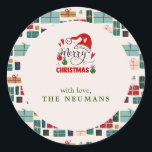 Colourful Christmas Gift Box Patterns Classic Round Sticker<br><div class="desc">Festive and fun gift box Christmas presents pattern wrapped in holiday colours of red,  green,  navy,  gold,  and more.</div>