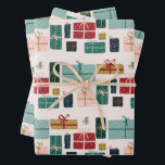 Colourful Christmas Gift Box Patterns Wrapping Paper Sheet<br><div class="desc">Festive and fun gift box Christmas presents pattern wrapped in holiday colours of red,  green,  navy,  gold,  and more.</div>