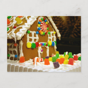 Colourful Christmas Gingerbread House Holiday Postcard